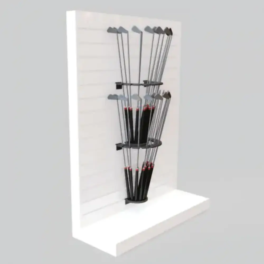 Joalpe Clubrax – CX2 Golf Club Displayer with 14 Supports. It is suitable for use in pro shops, sports equipment stockists