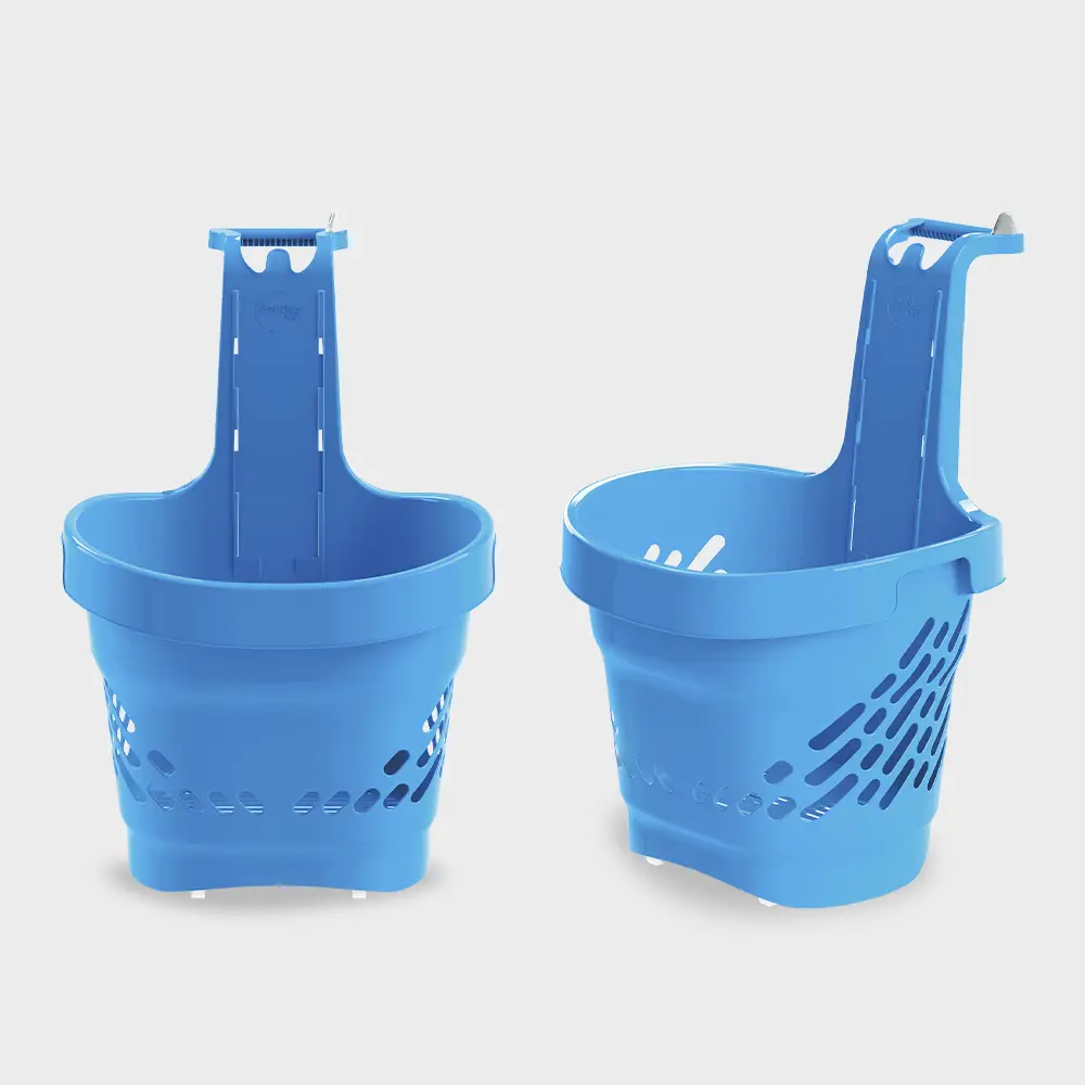 Joalpe's Genplus 360° movement 4 wheeled plastic shopping basket in Blue Colour