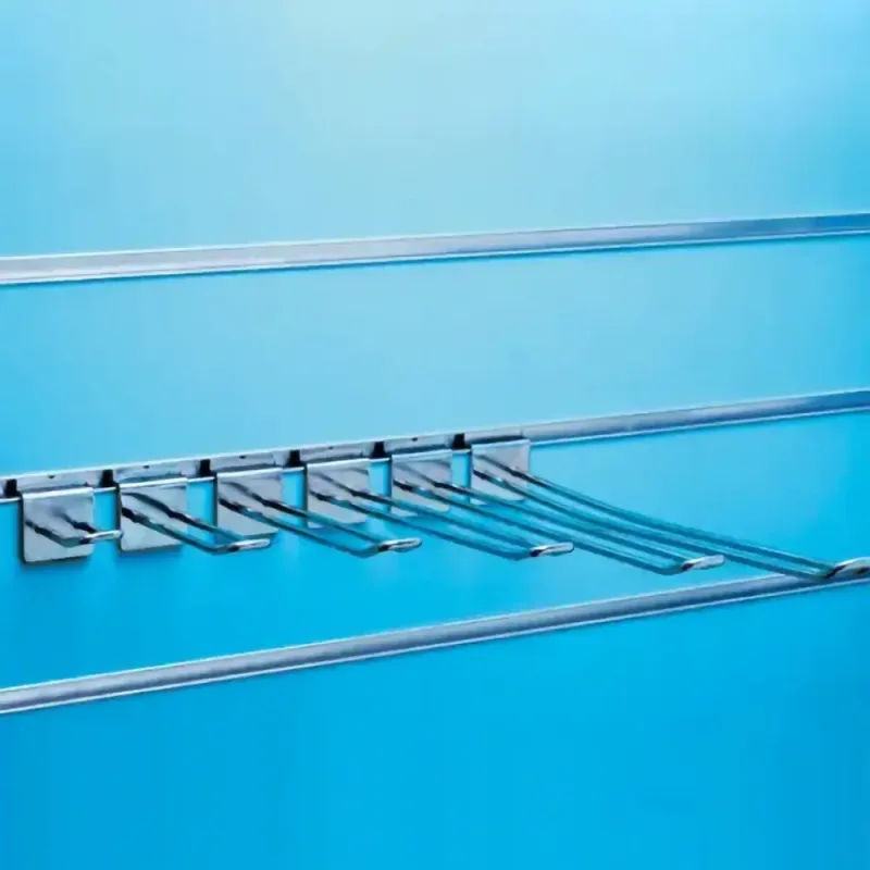 Hook for slatwall shelving suitable for the merchandising of products with a standard euro slot by Joalpe UK.