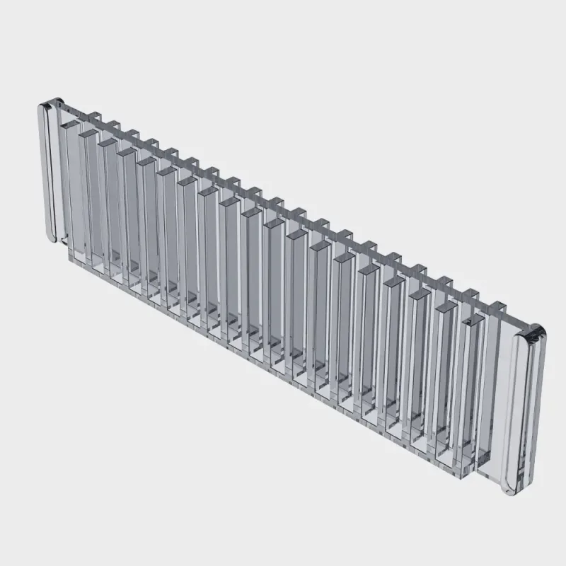 Joalpe Toothed Dividers for Tego Shelving is designed to separate products on the shelf.
