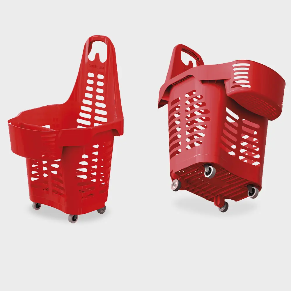 Joalpe Gendouble (50ltr + 5ltr) Red Shopping Basket with fixed wheels by Joalpe International UK