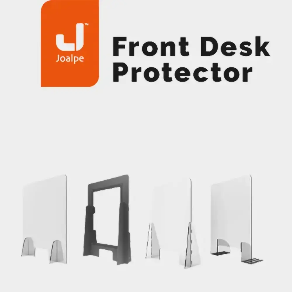 Joalpe manufactures sneeze guards front desk protector for staff, customers, and employees.