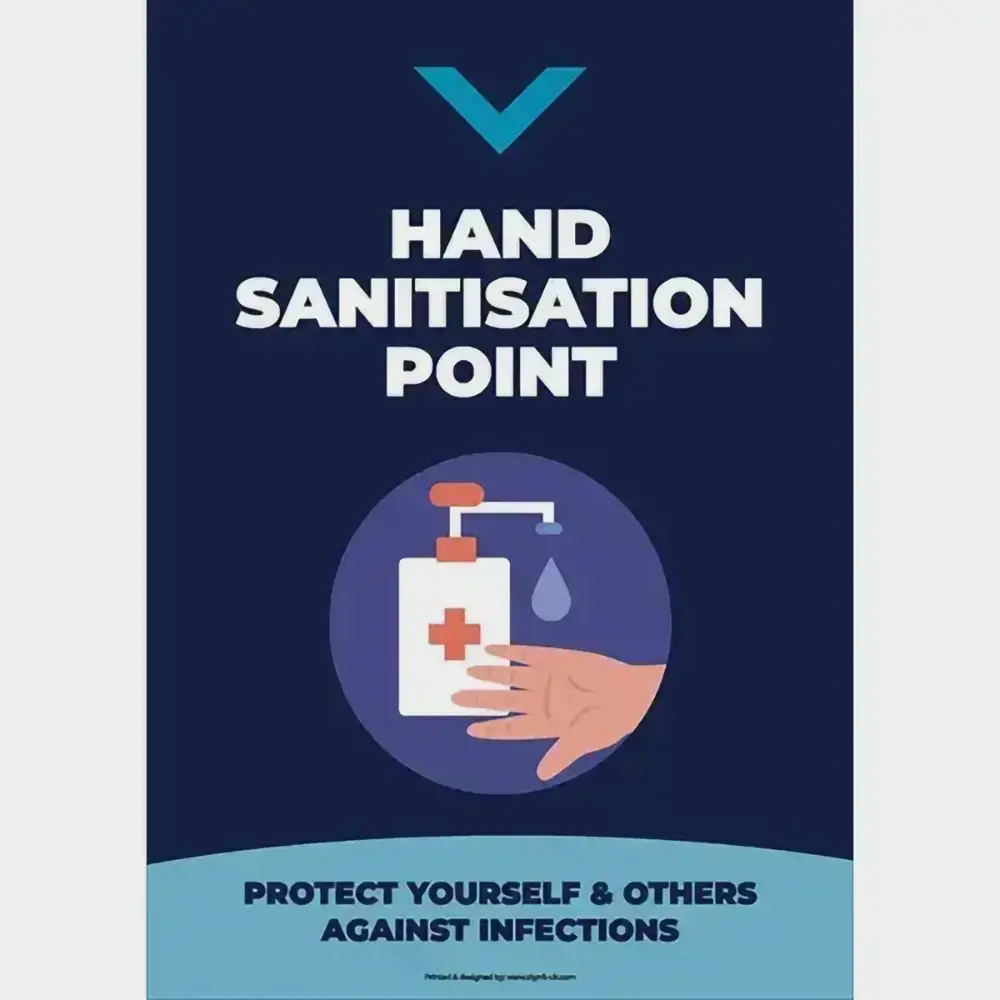 Hand sanitisation point blue poster by Joalpe International UK
