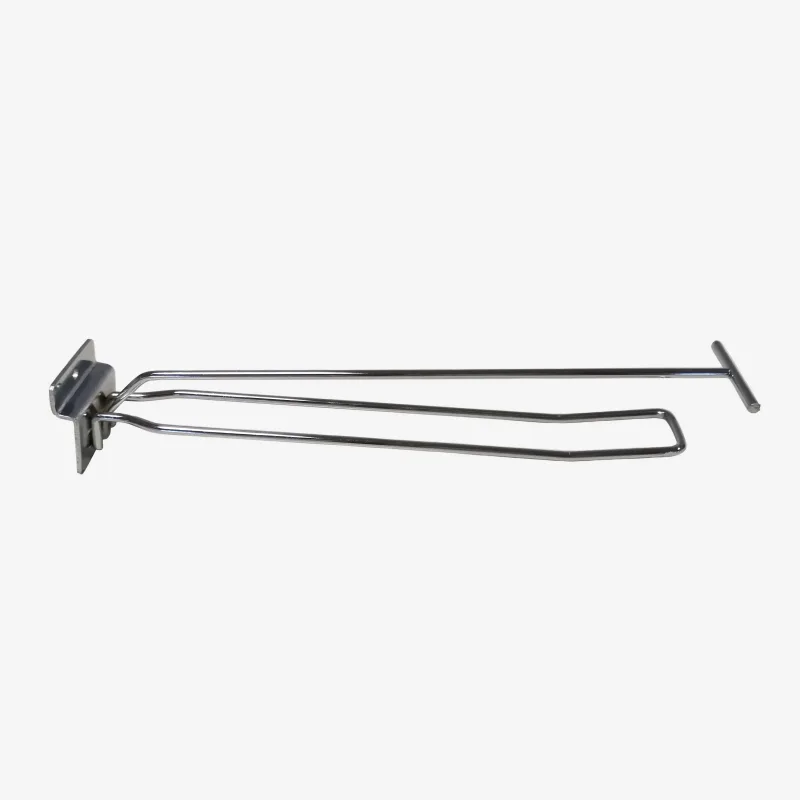 Joalpe Slatwall Shelving Hook with Ticket Arm suitable for the merchandising of products with a standard euro slot.
